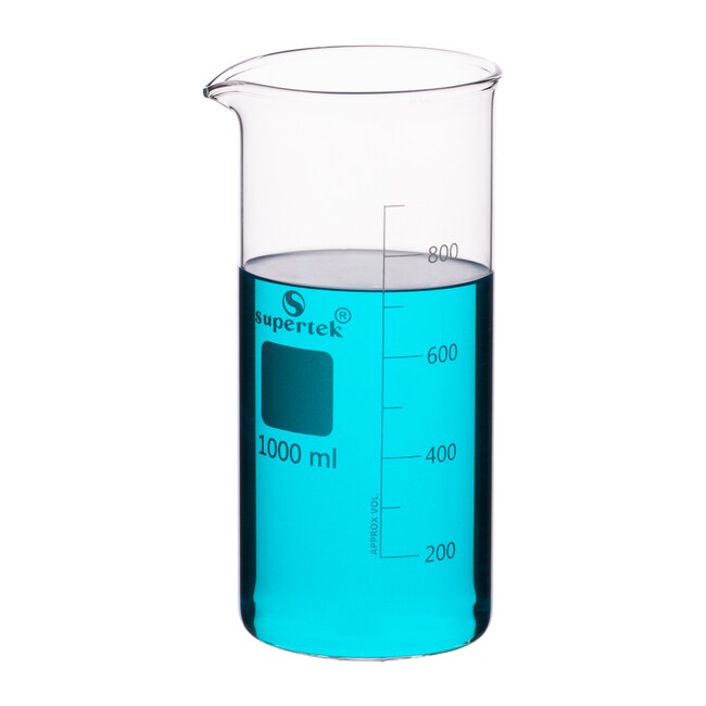 KSCI001000 Klinger Scientific Tall Form Glass Beakers with Graduation and Spout 1000ml 6Pk