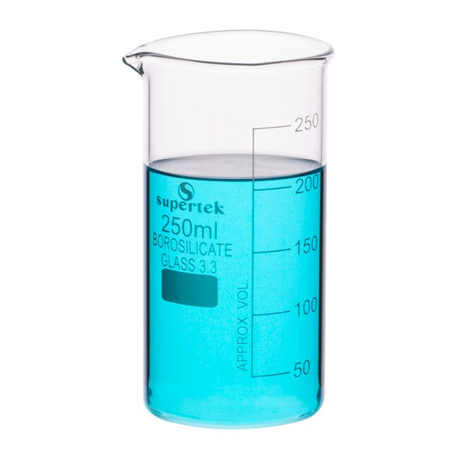 KSCI00250 Klinger Scientific Tall Form Glass Beakers with Graduation and Spout 250ml 10Pk