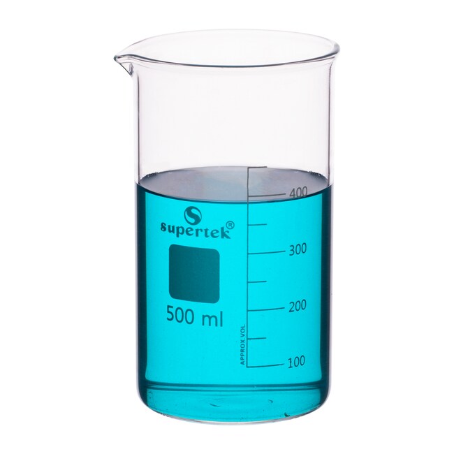 KSCI00500 Klinger Scientific Tall Form Glass Beakers with Graduation and Spout 500ml 6Pk