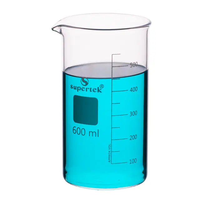 KSCI00600 Klinger Scientific Tall Form Glass Beakers with Graduation and Spout 600ml 6Pk
