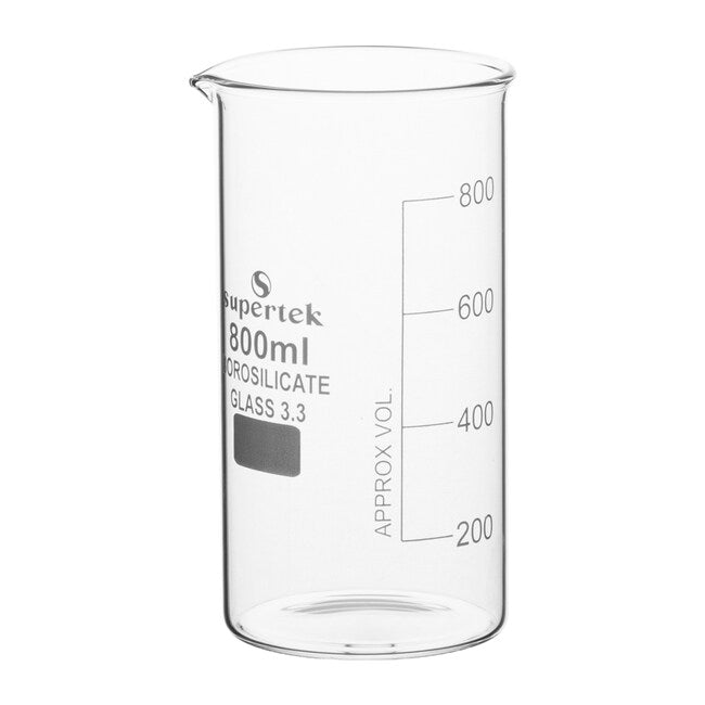 KSCI00800 Klinger Scientific Tall Form Glass Beakers with Graduation and Spout 800ml 6Pk