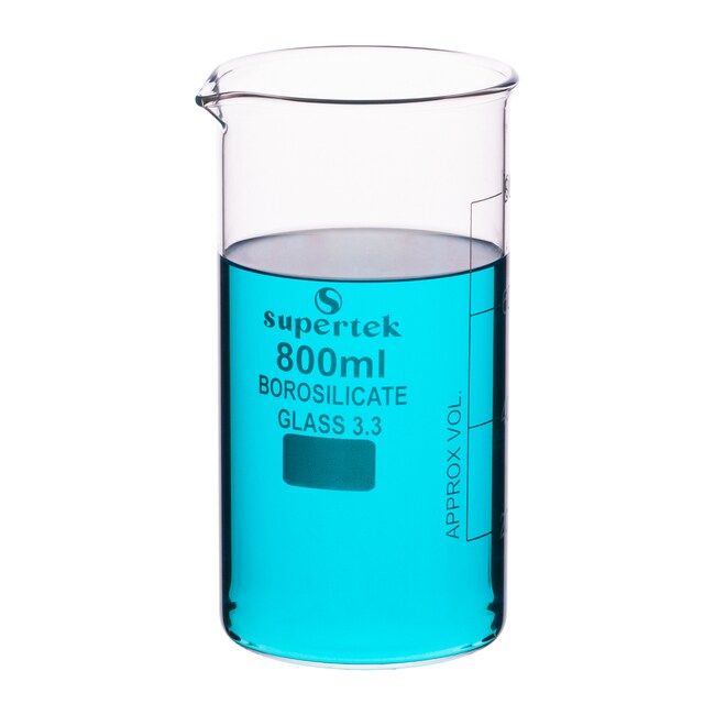 KSCI00800 Klinger Scientific Tall Form Glass Beakers with Graduation and Spout 800ml 6Pk