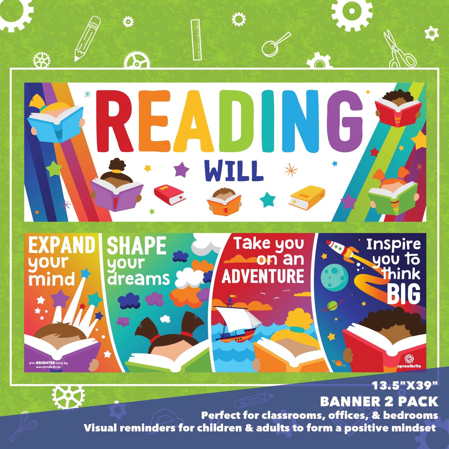 Sproutbrite SB-051 13.5"x39" Reading Banner Pack