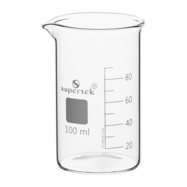 KSCI00100 Klinger Scientific Tall Form Glass Beakers with Graduation and Spout 100ml 10Pk