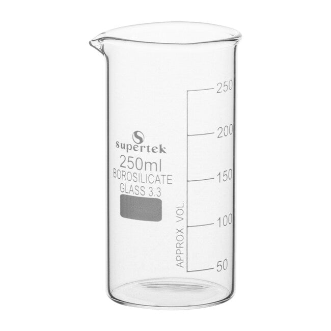 KSCI00250 Klinger Scientific Tall Form Glass Beakers with Graduation and Spout 250ml 10Pk