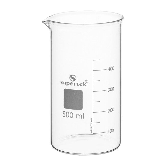 KSCI00500 Klinger Scientific Tall Form Glass Beakers with Graduation and Spout 500ml 6Pk