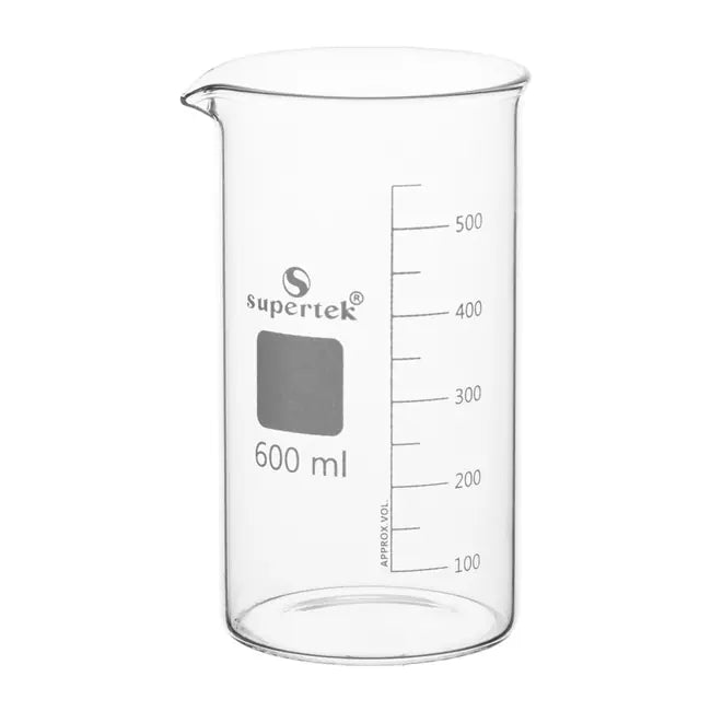 KSCI00600 Klinger Scientific Tall Form Glass Beakers with Graduation and Spout 600ml 6Pk