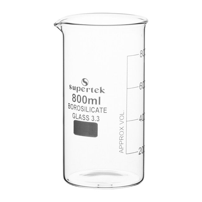 KSCI00800 Klinger Scientific Tall Form Glass Beakers with Graduation and Spout 800ml 6Pk