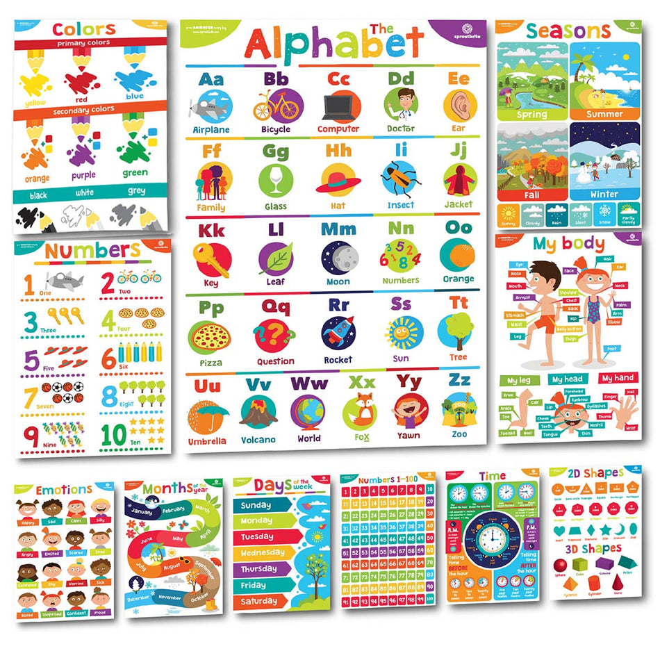 Sproutbrite SB-023 14"x20" Early Skills Learning Chart