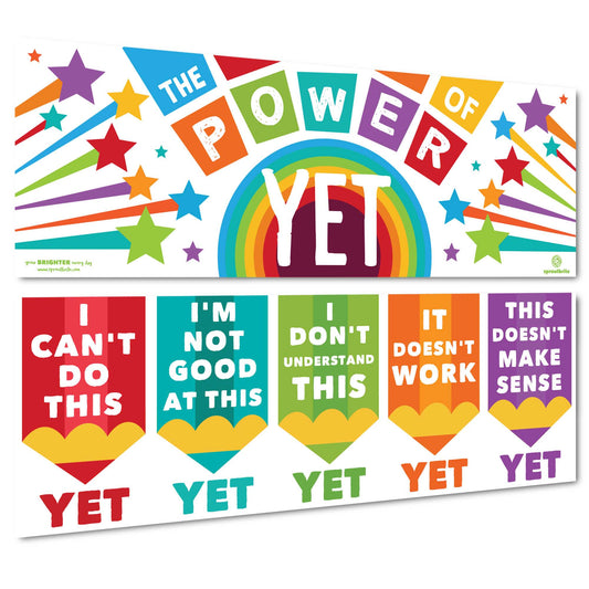 Sproutbrite SB-040 13.5"x39" The Power of Yet Classroom Banner